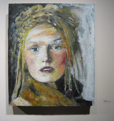 "Woman". encaustic on birch plywood.