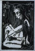 "Girl With Flower", Woodcarving Print