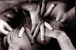 "Hands". Silver gelatin print from constructed kaleidoscopic lens.